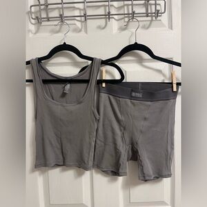 SKIMS ribbed cotton tank and boxer set